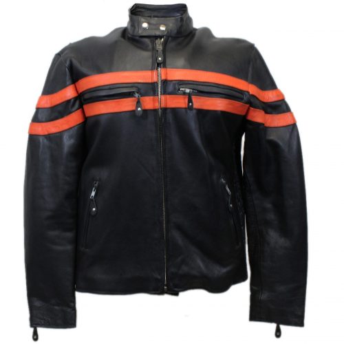 Orange Stripes Biker Jacket