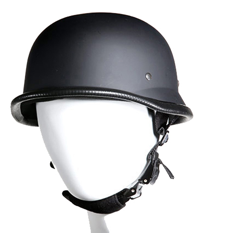 German Novelty Flat Black Helmet With Adjustable Chin Strap
