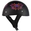 Women's DOT Approved Low Profile Flat Black Helmet With Fairy & Flowers