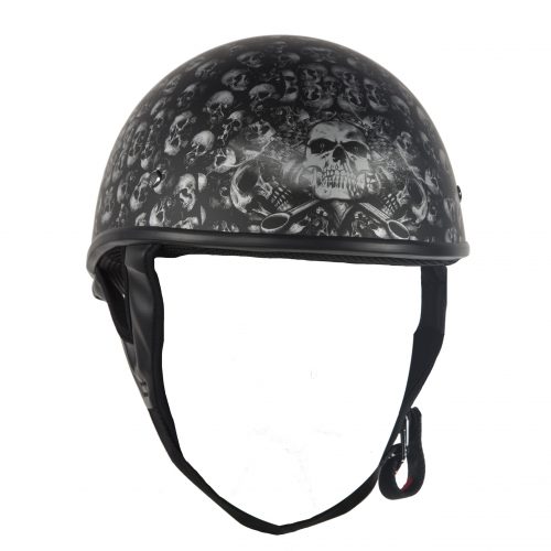 DOT Low Profile Motorcycle Helmet With Skulls Graphic