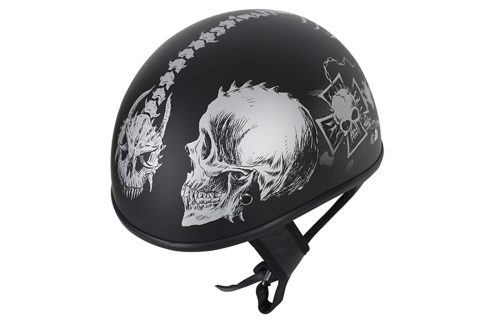 Alternative view of Flat Black DOT Helmet with Grey Horned Skeletons