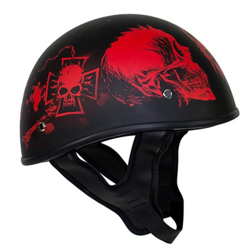 Alternative view of Flat Black DOT Helmet with Red Horned Skeletons