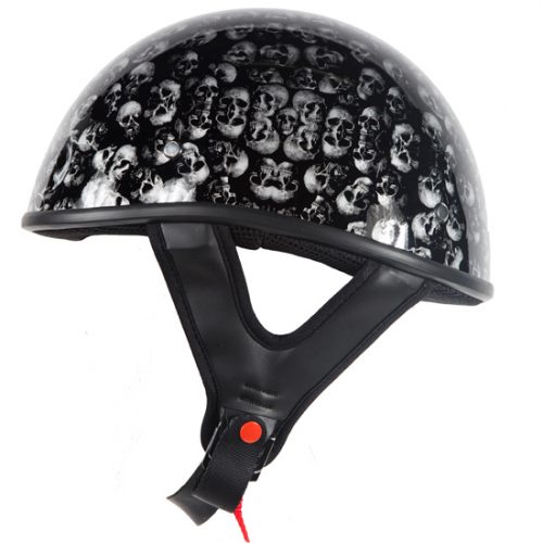 Alternative view of DOT Approved Low Profile Helmet With Black Finish & Skull Graphics