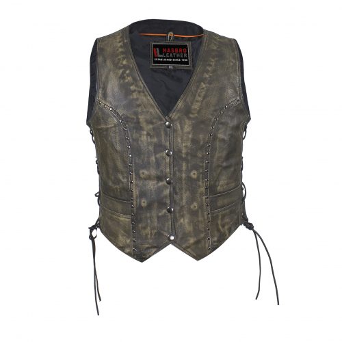Women's Brown Studded Vest With Side Laces