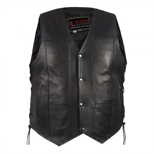 Mens Plain Leather Vest With Gun Pocket