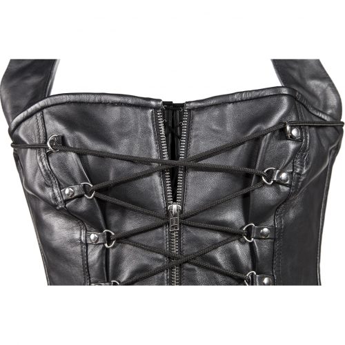Alternative view of Womens Black Lamb Skin Leather Laces & Zippered Corset