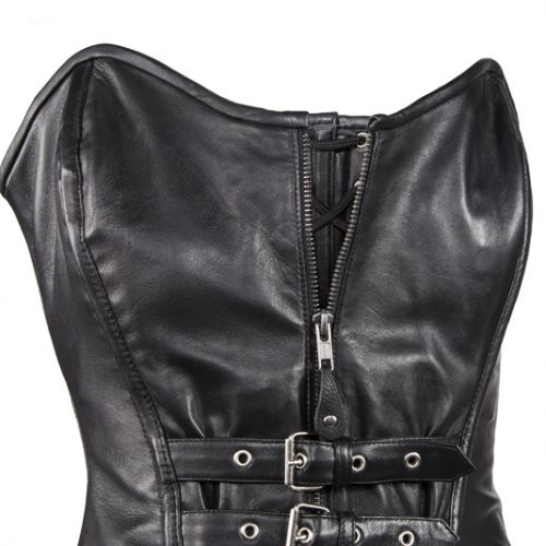 Alternative view of Women's Strapless Lamb Leather Corset With Zipper, Buckle & Lace