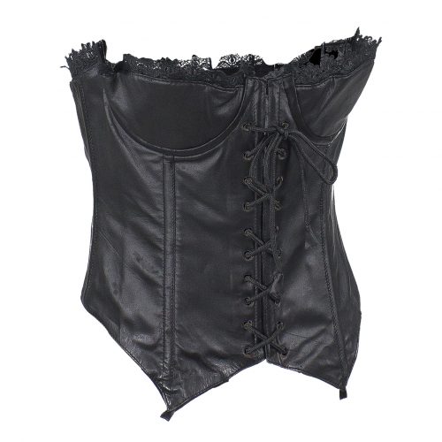Women's Black Leather and Lace Corset