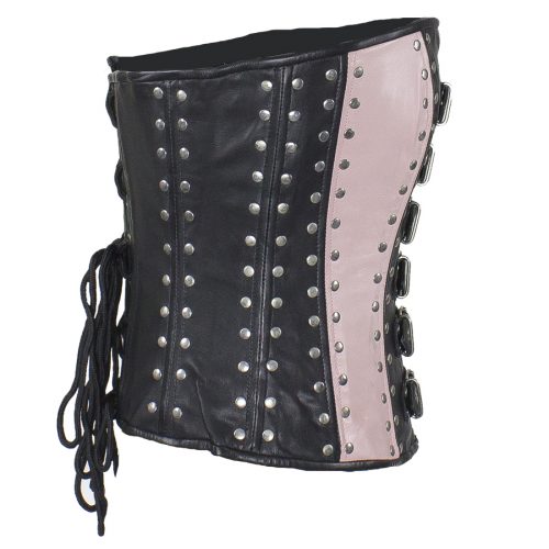 Alternative view of Women's Studded Black & Pink Lambskin Leather Corset