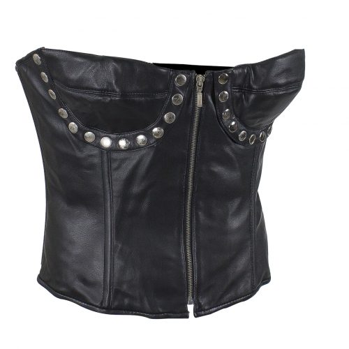 Women's Studded Black Leather Corset