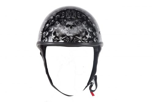 Alternative view of DOT Low Profile Motorcycle Helmet With Skulls Graphic
