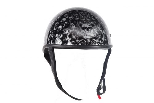 DOT Low Profile Motorcycle Helmet With Skulls Graphic