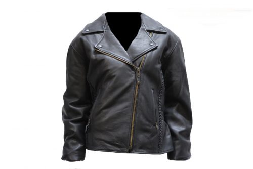 Women's Leather Jacket With Snap Down Collar