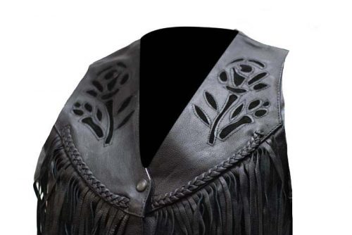 Alternative view of Women Black Inlay Motorcycle Vest