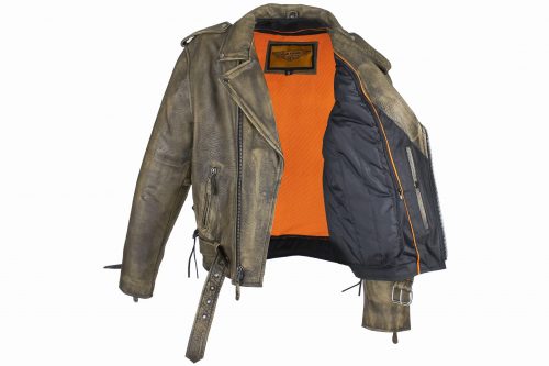 Alternative view of Men's Brown Motorcycle Jacket with Gun Pockets