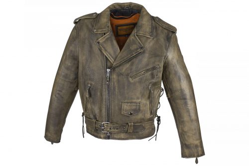 Men's Brown Motorcycle Jacket with Gun Pockets