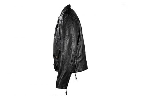 Alternative view of Men's Black Motorcycle Leather Jacket With Eagle