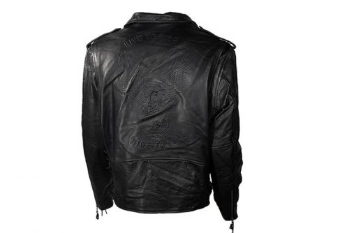 Men's Black Motorcycle Leather Jacket With Eagle