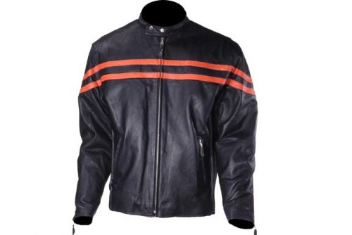 Men's Racer Style Jacket with 2 Orange Stripes