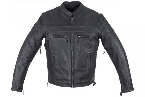 Men's Leather  Jacket With Zipper On Front