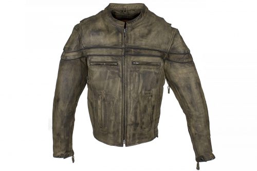 Men's Dark Distressed Brown Cowhide Leather Jacket