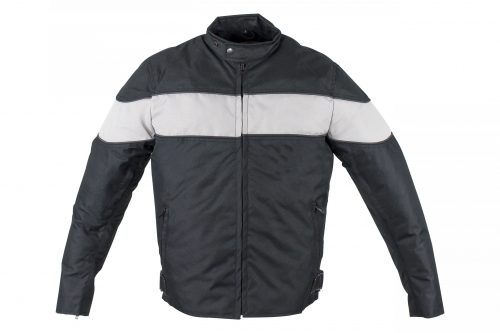 Men's Textile Motorcycle Jacket With Wide Grey Stripe