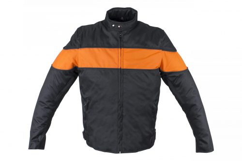 Men's Textile Motorcycle Jacket With Wide Orange Stripe
