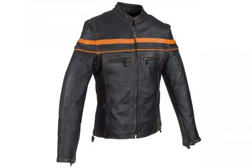 Alternative view of Men's Leather Jacket With Orange Stripes