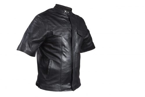 Men's Light Weight Leather Jacket With Short Sleeves