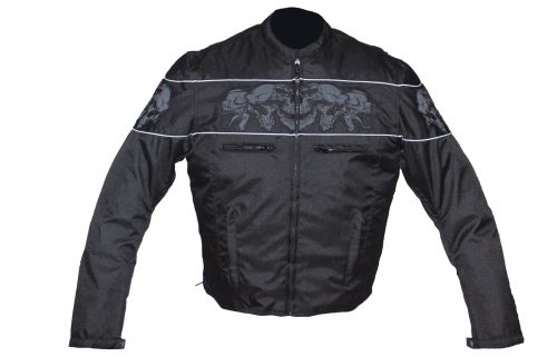 Men's Textile Concealed Carry Racing Jacket with Reflective Skulls