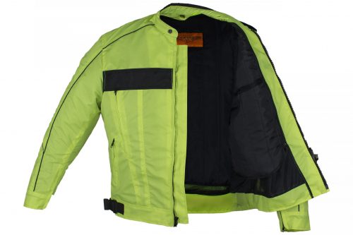Alternative view of Men's Fluorescent Water Resistant Jacket with Reflective Piping