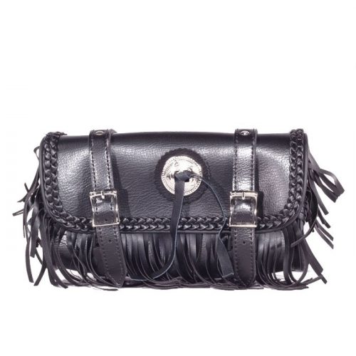 10" Motorcycle Tool Bag With Braid, Fringes & Concho