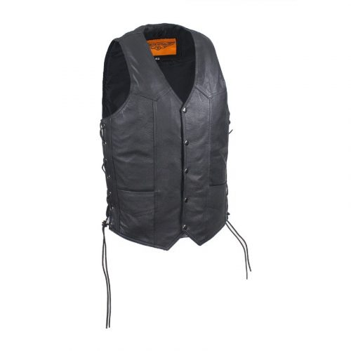 Mens Leather Vest With Concealed Carry On Both Sides