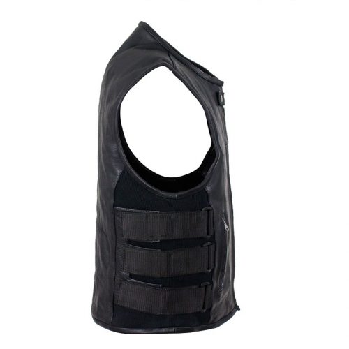 Alternative view of Mens Motorcycle Leather Vest With Neoprene Sides