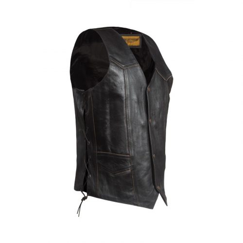 Alternative view of Mens Retro Black Leather Motorcycle Vest