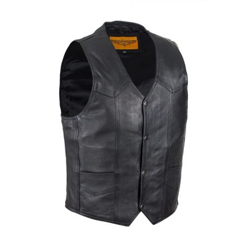 Mens Plain Black Leather Vest