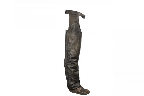 Alternative view of Distressed Brown Leather Motorcycle Chaps With Leather Belt