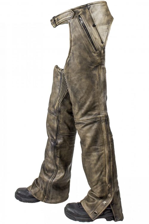 Alternative view of Mens Distressed Brown Leather Motorcycle Chaps