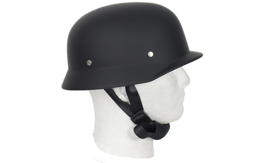 German Novelty Flat Black Helmet With Adjustable Chin Strap