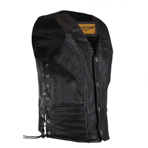 Men's Leather Vest With Buffalo Nickel Snaps