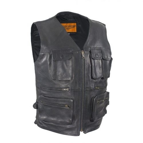 Mens Leather Cargo Vest