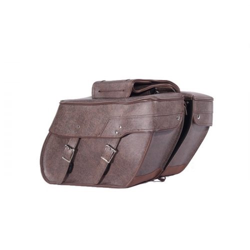 PVC Brown Motorcycle Saddlebag With Lock
