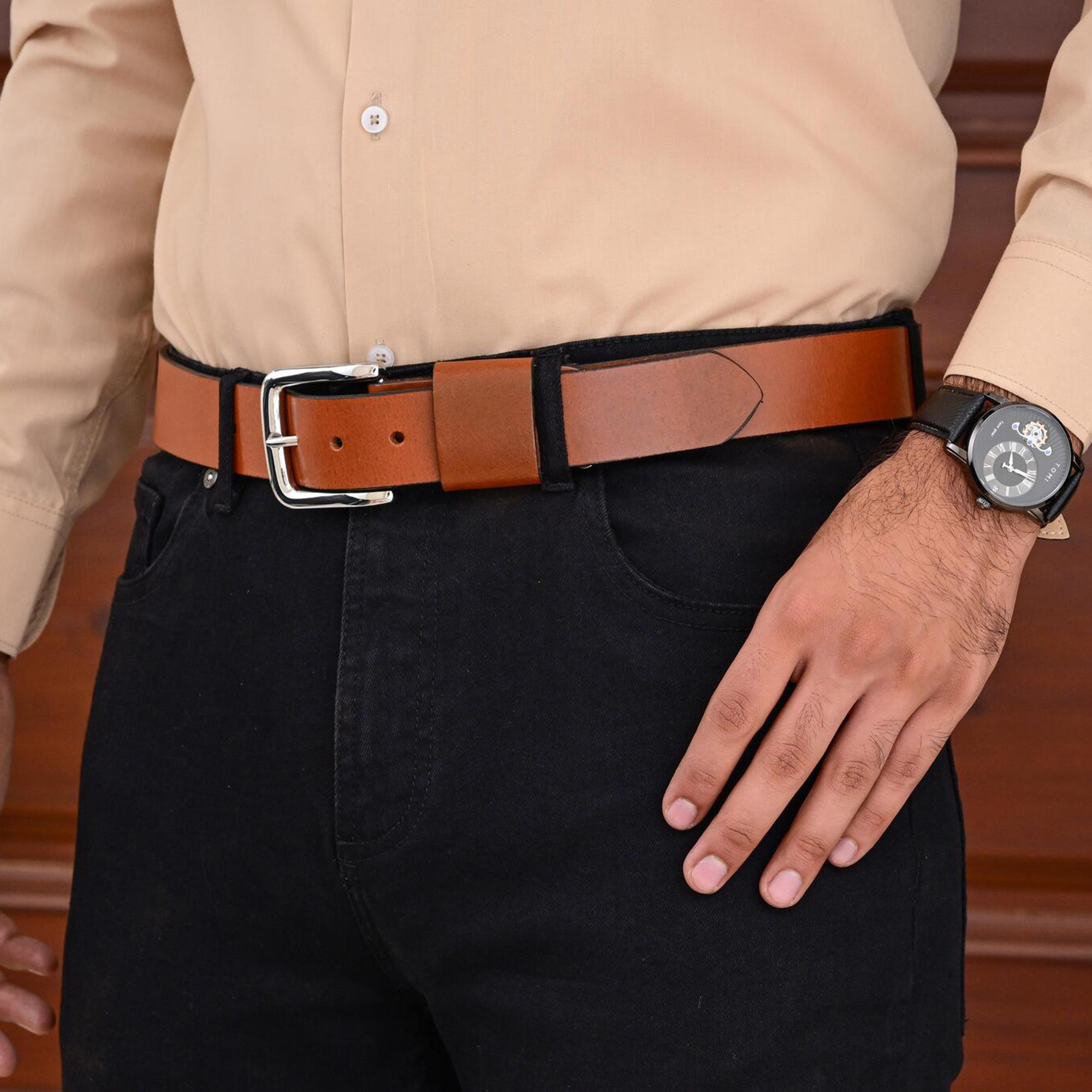 Fair Impex-Burnt Orange-Unisex Leather Belt-LF-1 (2)