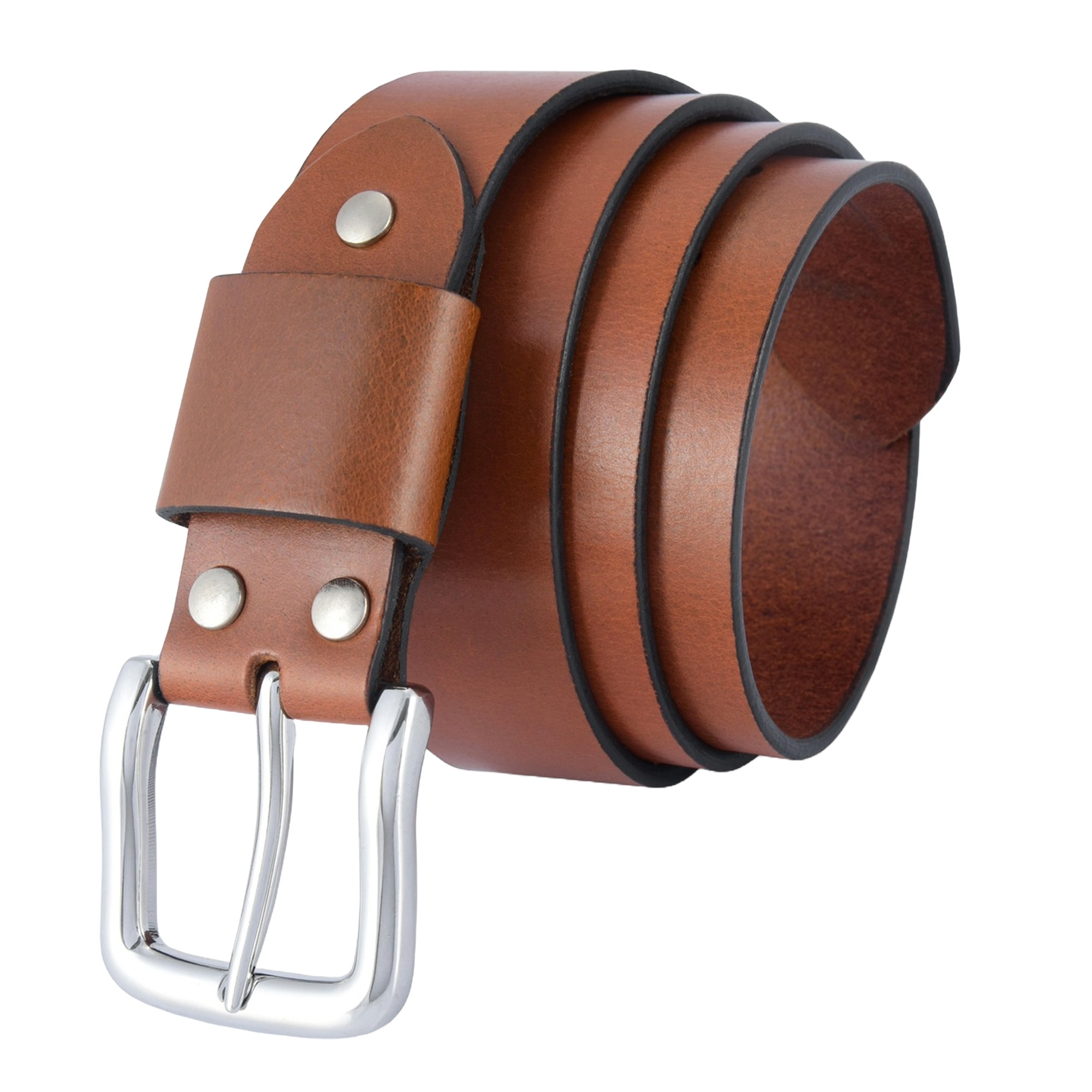 Fair Impex-Burnt Orange-Unisex Leather Belt-WB-3 A burnt orange waxy pull-up leather belt with a chrome buckle, featuring a unique color-shifting patina.