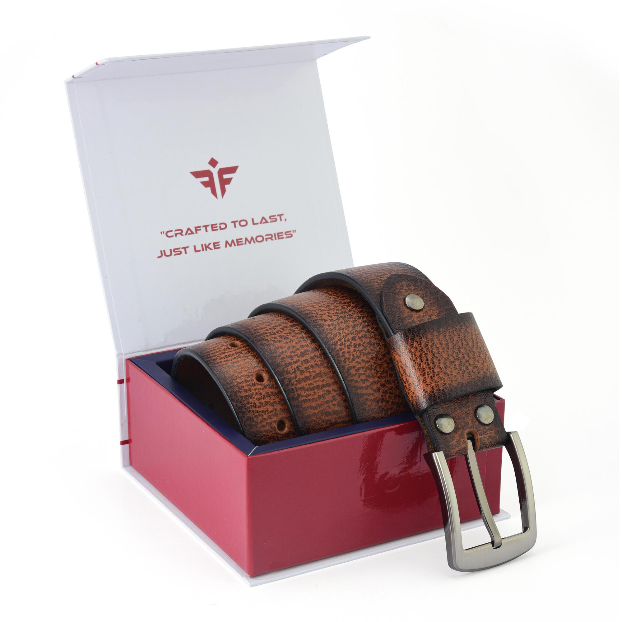 Fair Impex - Cheetah Milled Base Burnt Orange-Leather Belt-1