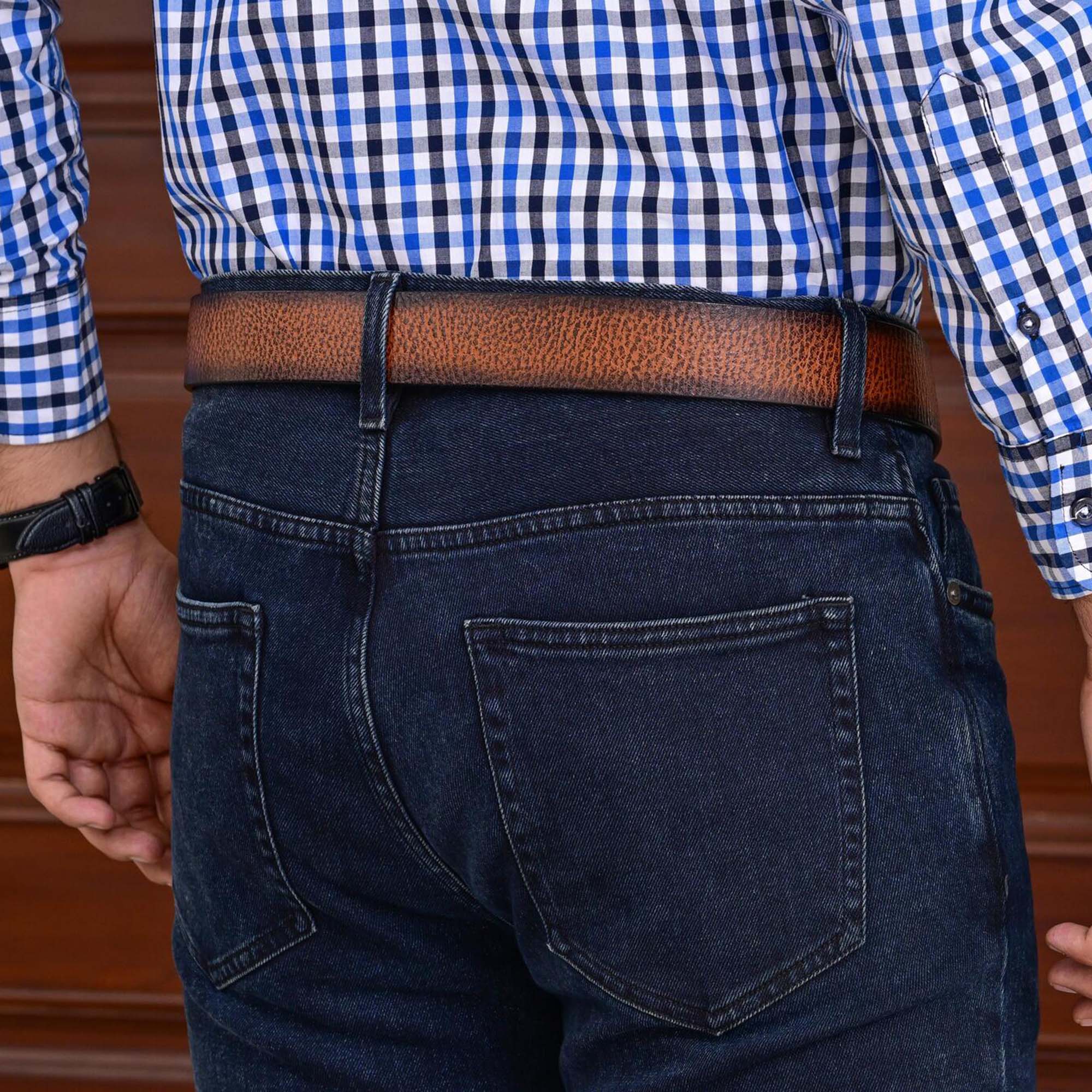 Fair Impex - Cheetah Milled - Burnt Orange-Leather Belt-LF-1 (1)