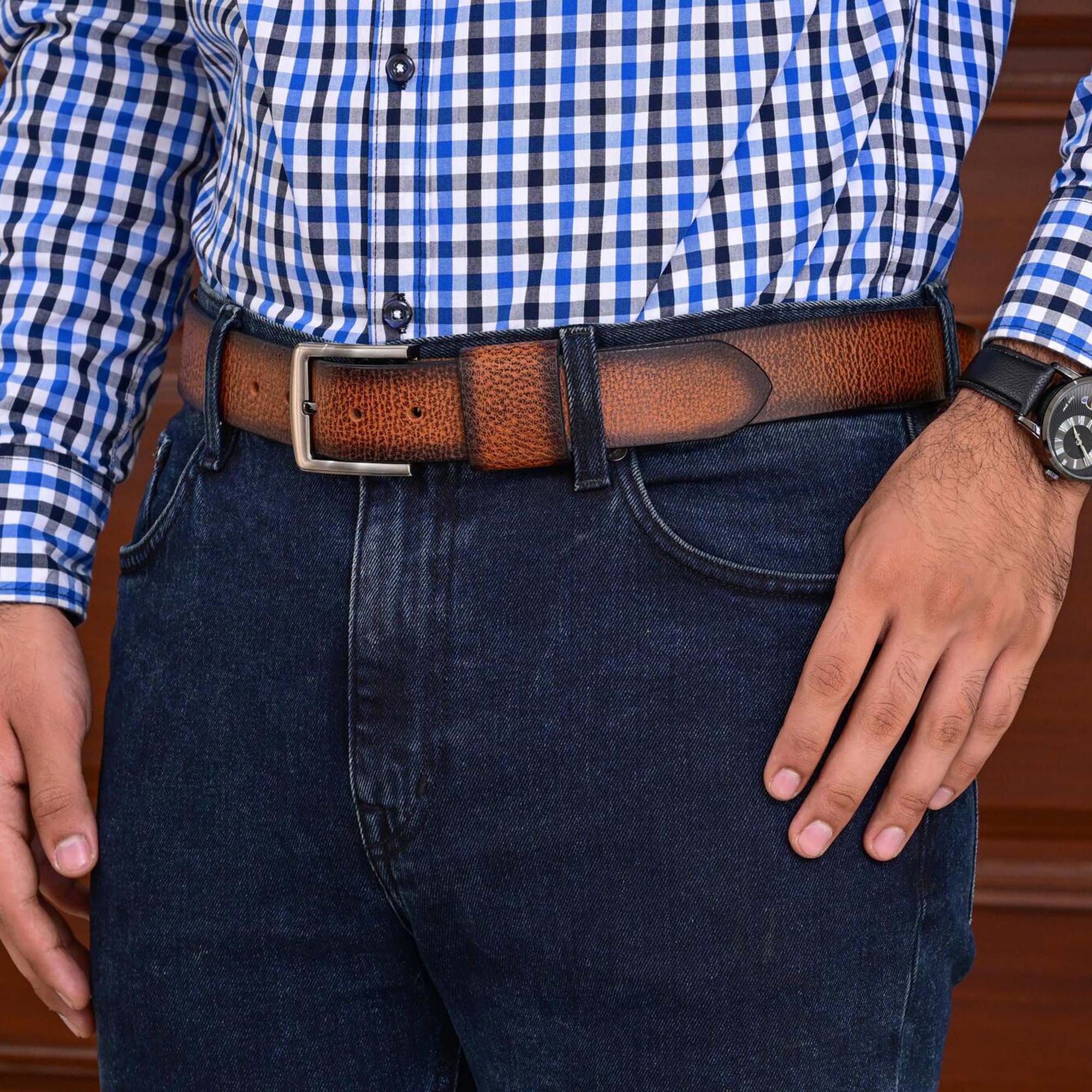 Fair Impex - Cheetah Milled - Burnt Orange-Leather Belt-LF-1 (2)