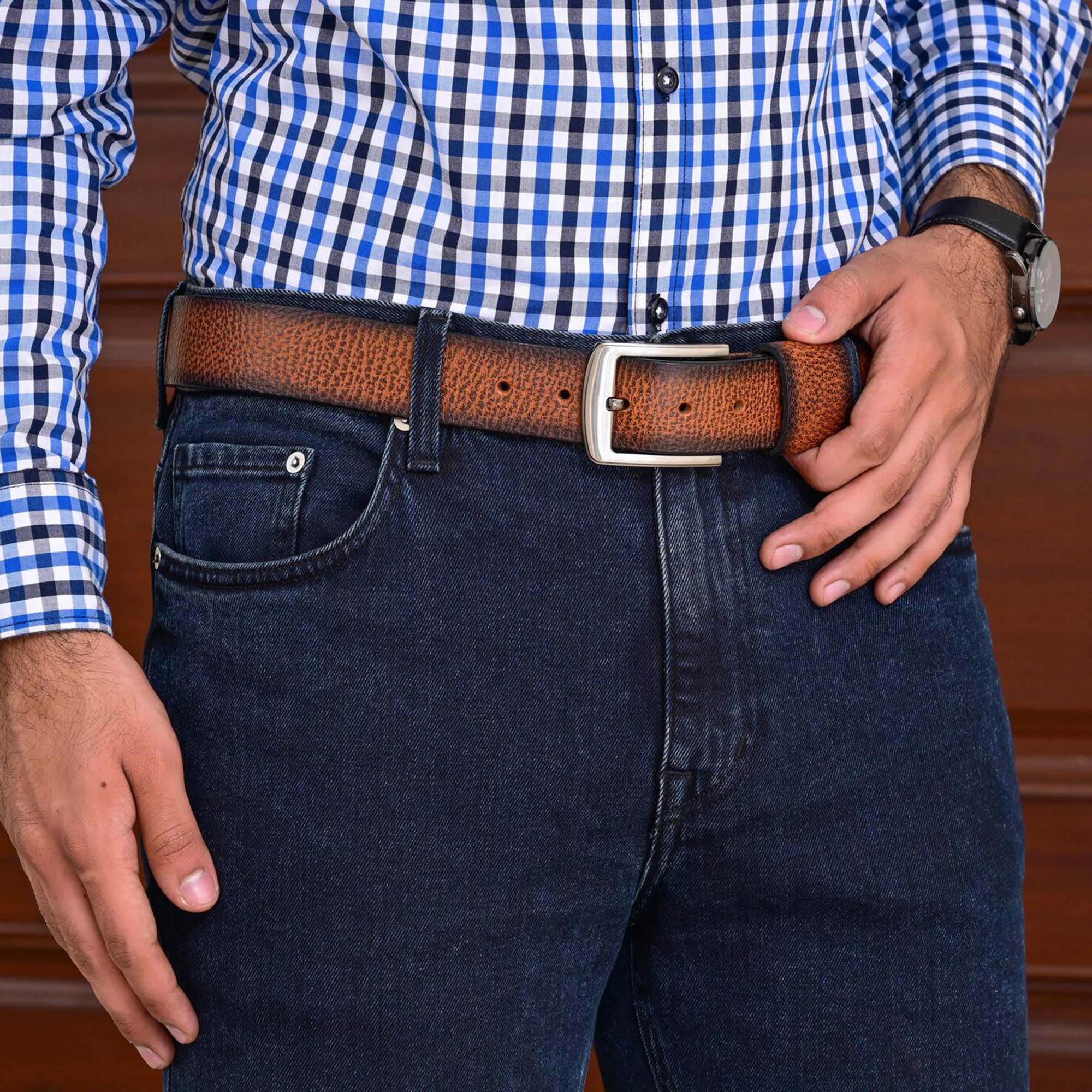 Fair Impex - Cheetah Milled - Burnt Orange-Leather Belt-LF-1 (3)