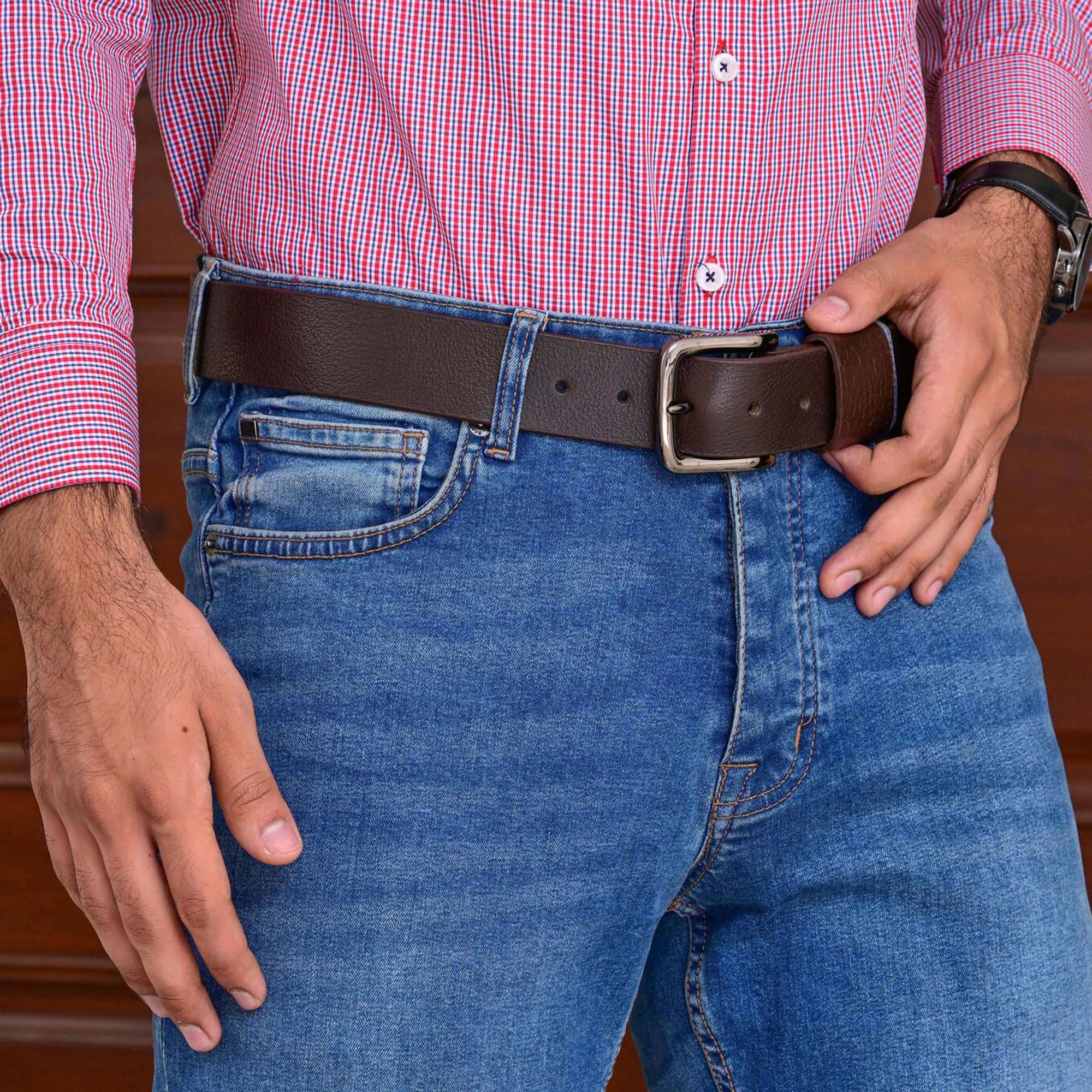 Fair Impex - Milled Brown (Dark Choco) Leather Belt-4 -LF.