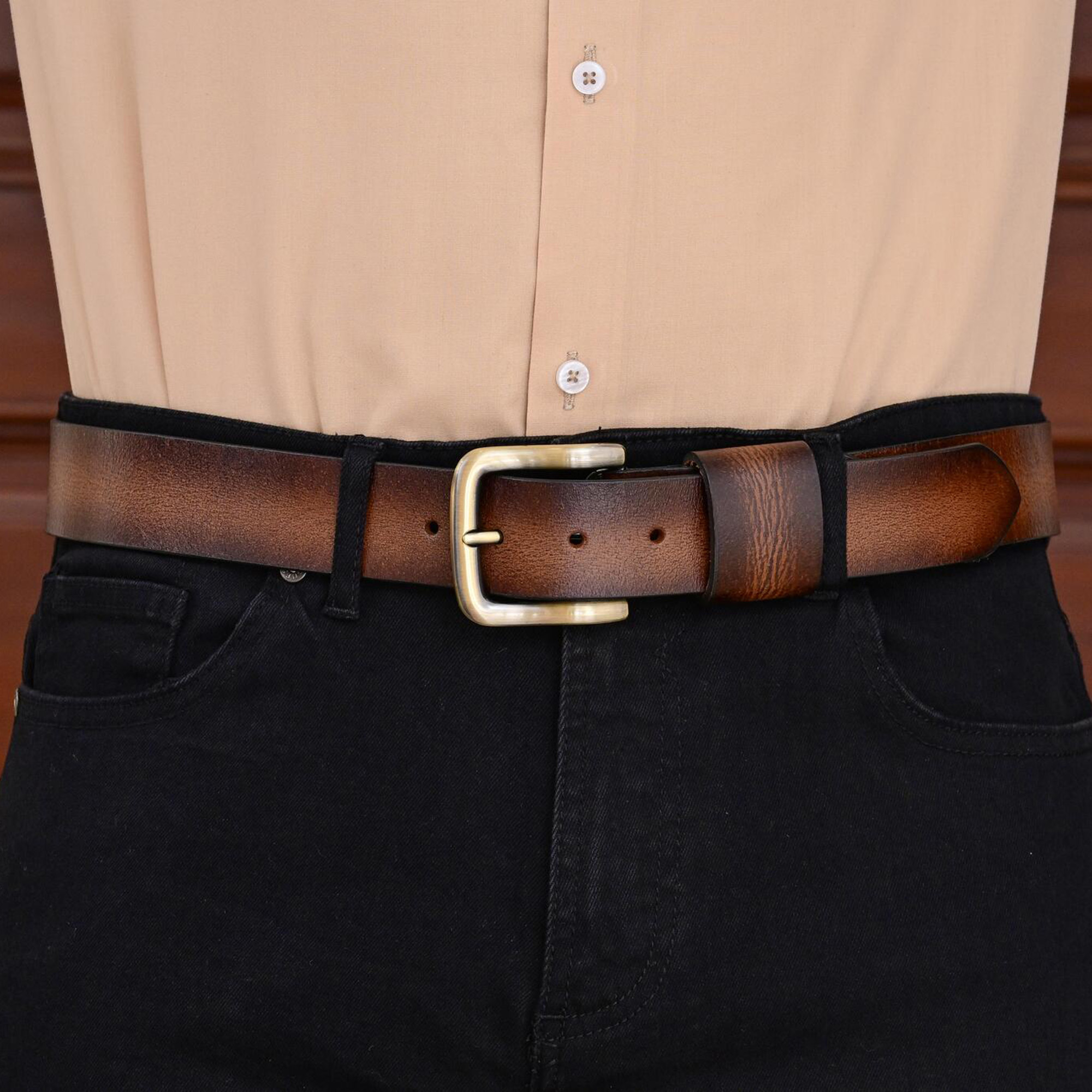 Fair Impex - Mocha Brown Pull-Up-Vintage Leather Belt-LF-1 (3)
